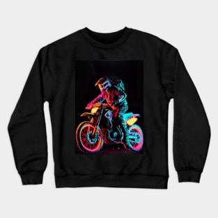 Dirt bike rider - purple and orange neon Crewneck Sweatshirt